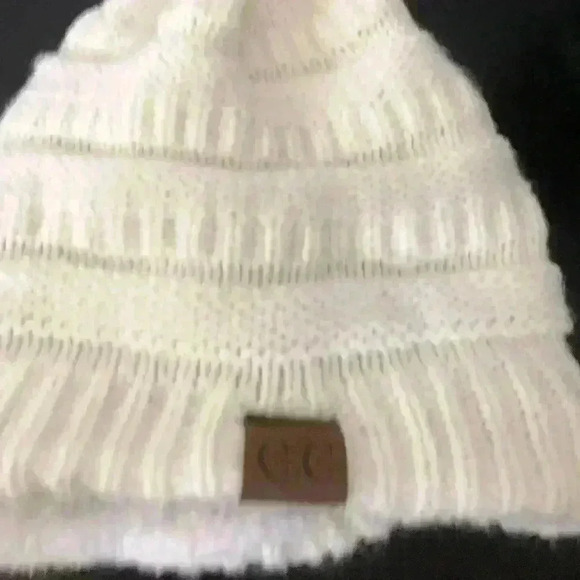 C.C Ivory Beanie with PomPom Topper - Picture 2 of 3